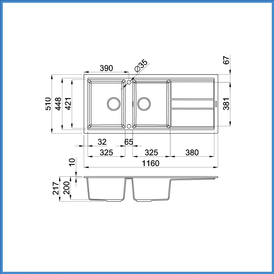 Chậu Rửa Chén Bằng Đá Malloca NERO K-50040