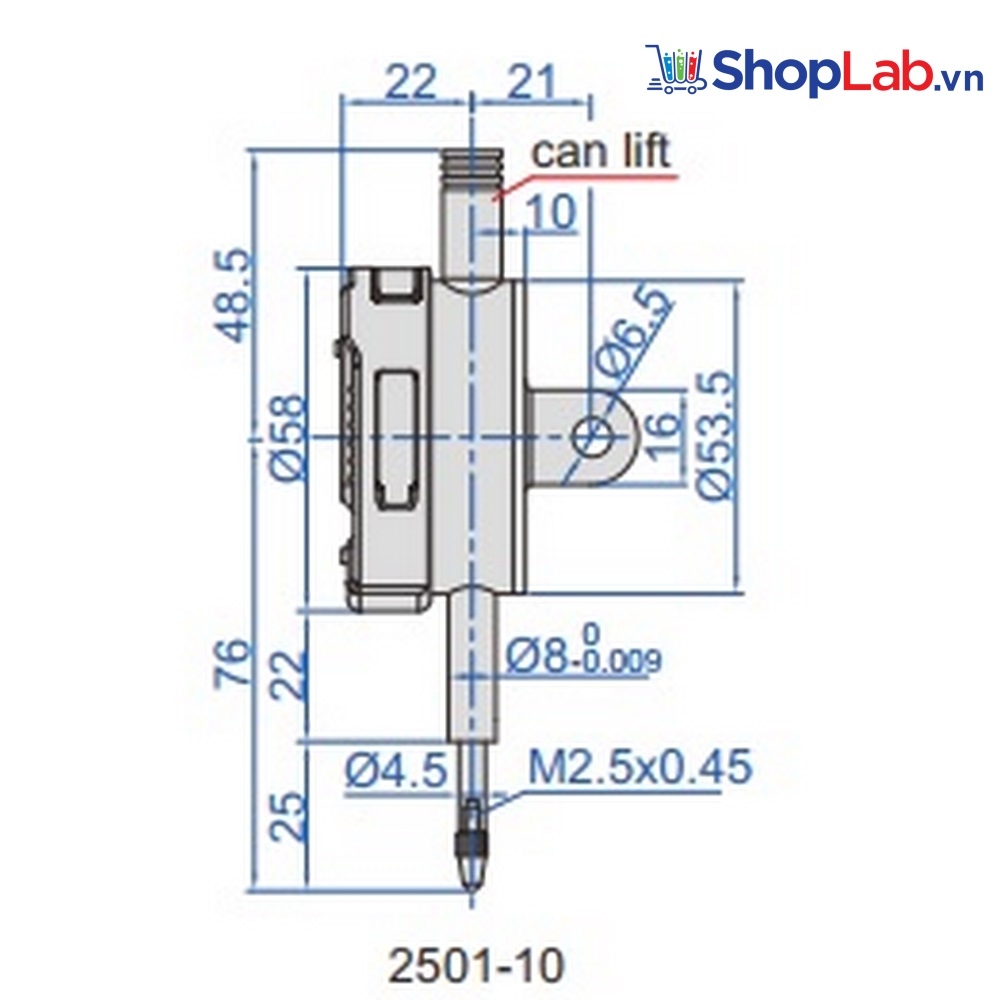Đồng hồ số có thể điều chỉnh (có tai cài) 2501-10 Insize