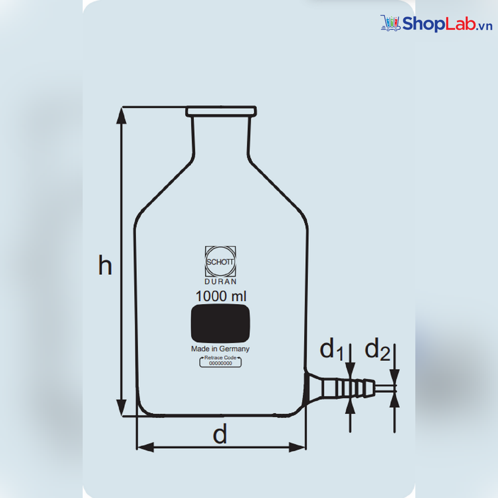 Chai trắng có vòi ở đáy 1000mL Duran