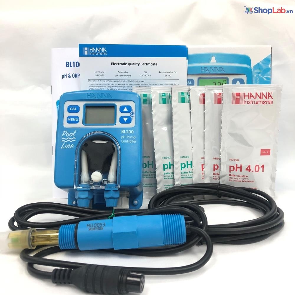 Bộ điều khiển pH bể bơi kết hợp bơm định lượng BL100-10 Hanna