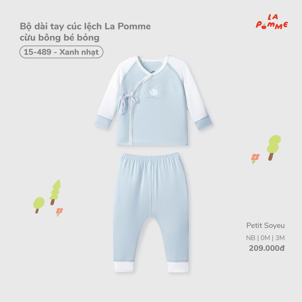Bộ dài tay cúc lệch La Pomme cừu bông bé bỏng 15489