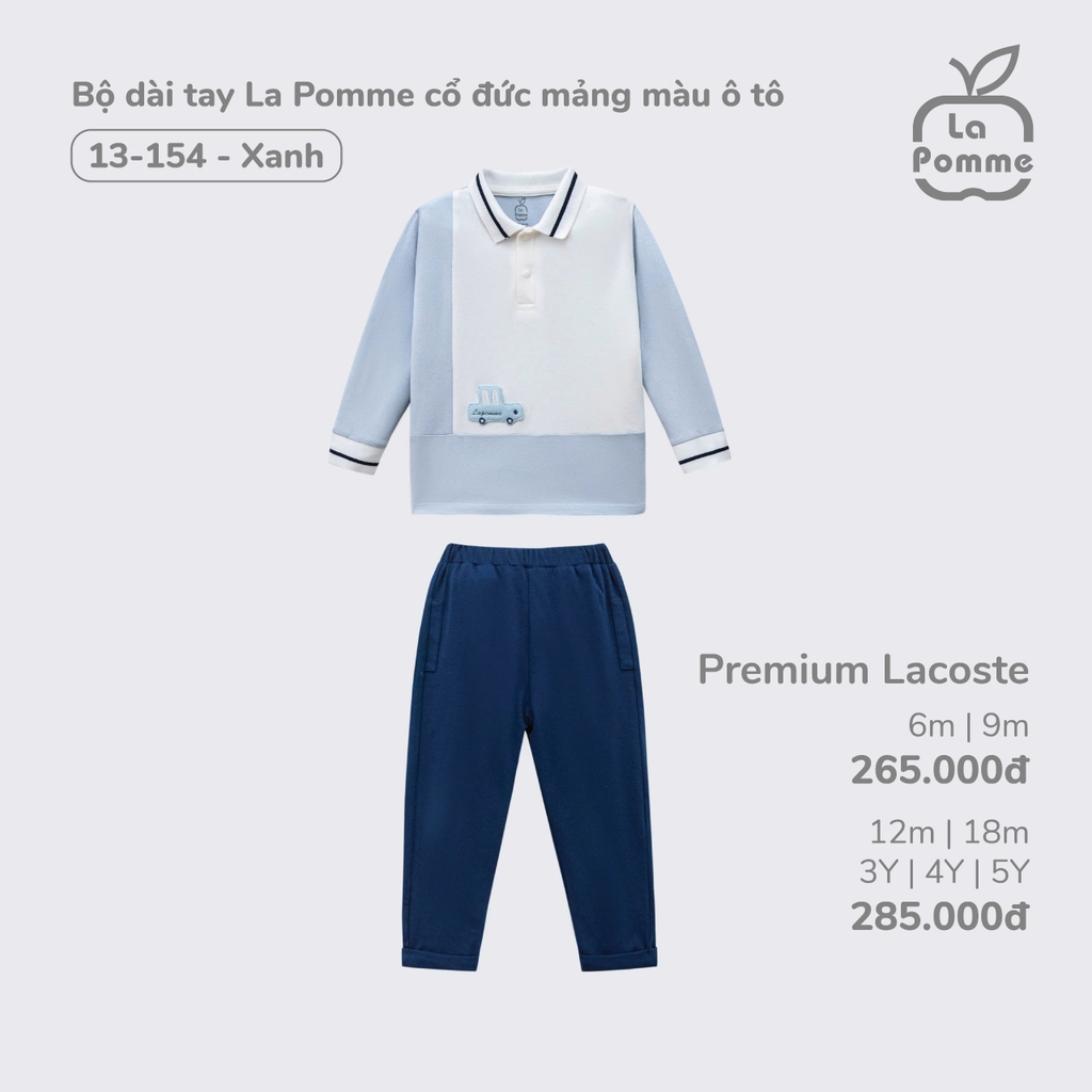 Bộ dài tay La Pomme cổ đức mảng màu ô tô