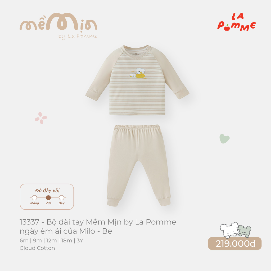 Bộ dài tay Mềm Mịn by La Pomme ngày êm ái của Milo