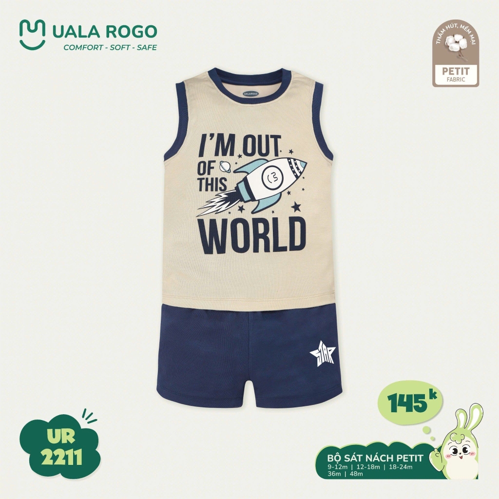 Bộ ba lỗ petit Uala hoạ tiết tên lửa UR2211