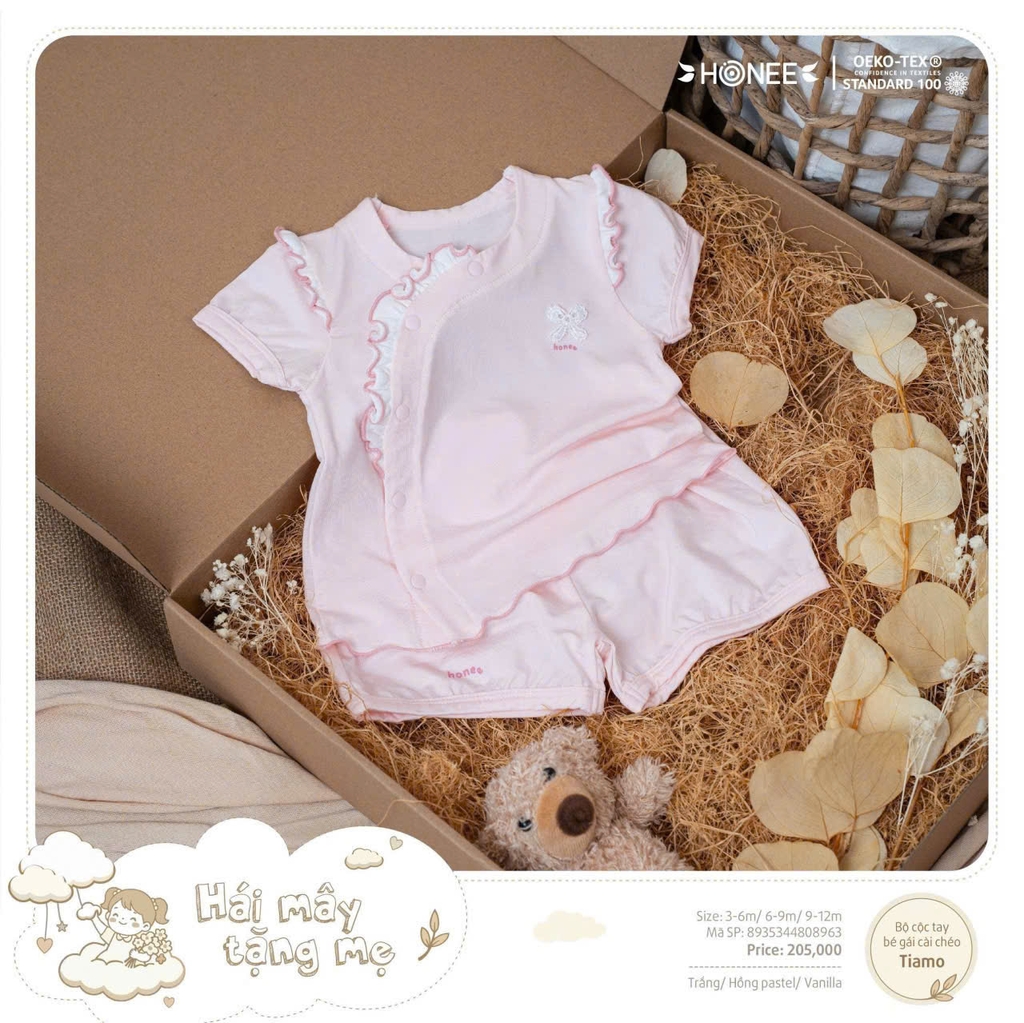 Bộ cộc tay bé gái cài chéo Tiamo 8935344808963