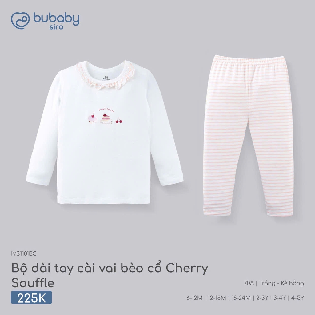 Bộ dài tay cài vai bèo cổ Cherry Souffle IVS1101BC