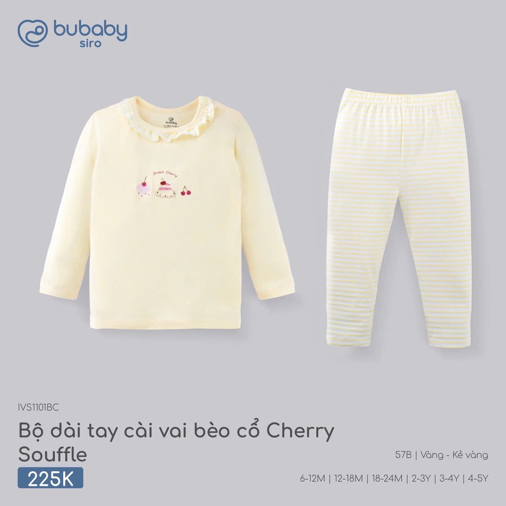 Bộ dài tay cài vai bèo cổ Cherry Souffle IVS1101BC
