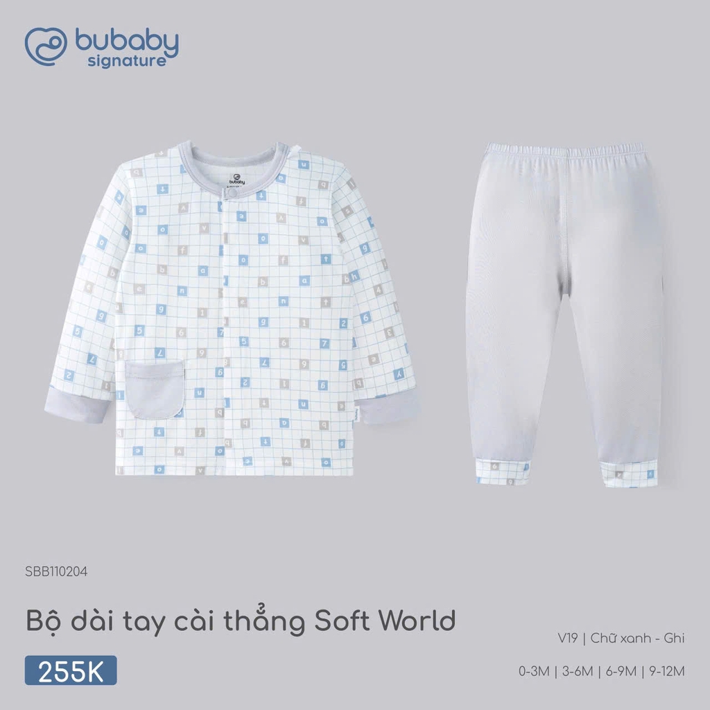 Bộ dài tay cài thẳng Soft World SBB110204