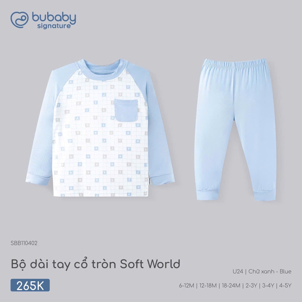 Bộ dài tay cổ tròn Soft World Bubaby SBB110402