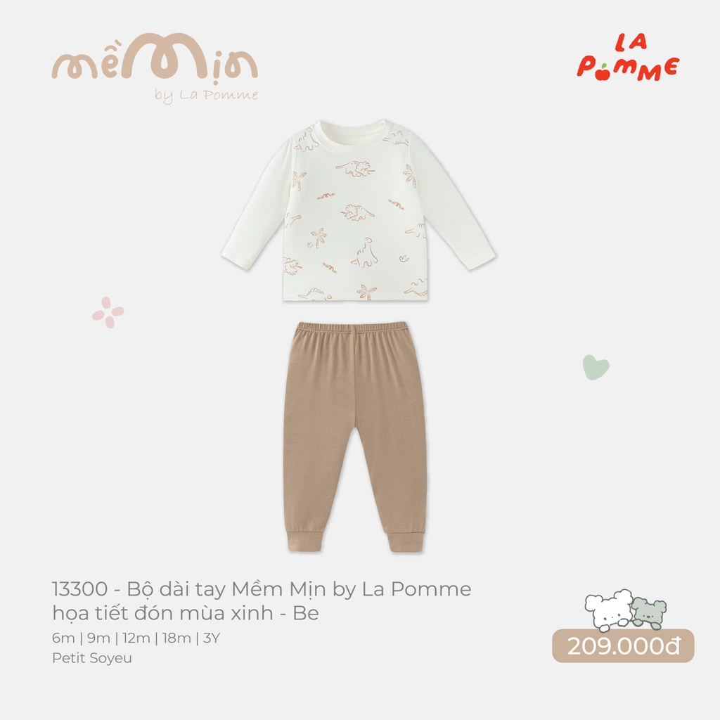 Bộ dài tay Mềm Mịn by La Pomme họa tiết đón mùa xinh