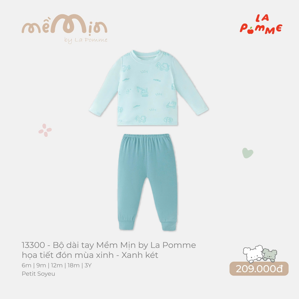 Bộ dài tay Mềm Mịn by La Pomme họa tiết đón mùa xinh