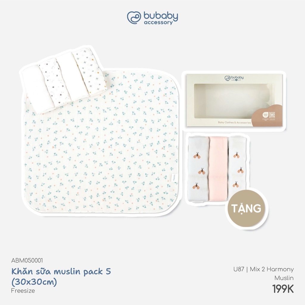 Khăn sữa muslin Pack 5 (30x30cm) ABM050001