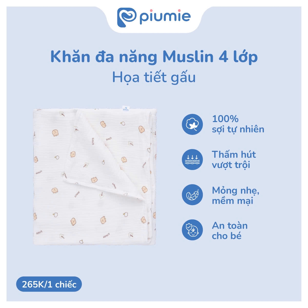 Chăn mây Muslin 4 lớp họa tiết