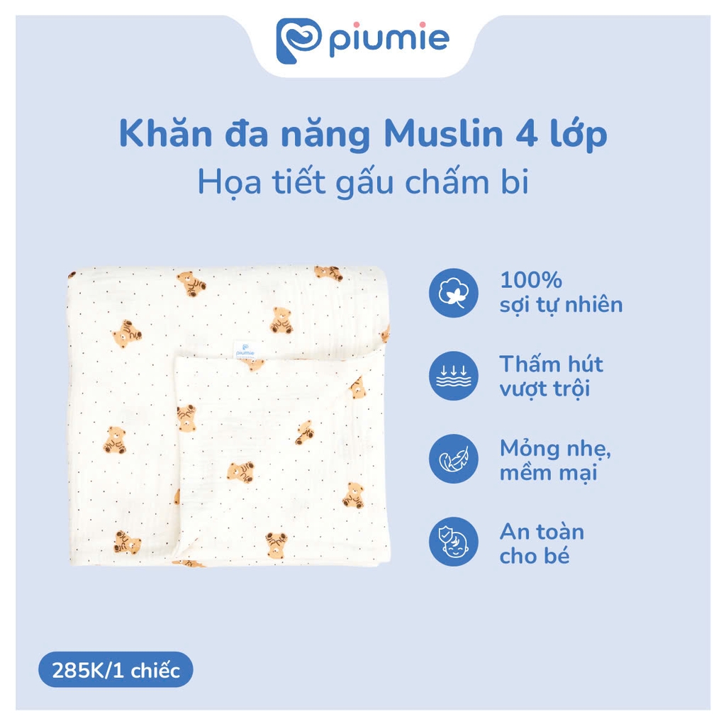 Chăn mây Muslin 4 lớp họa tiết