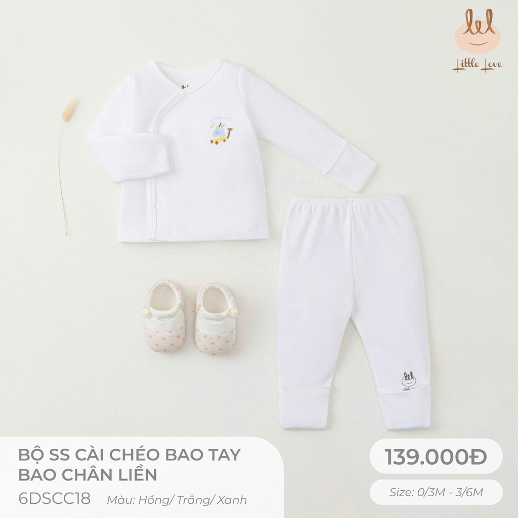 Bộ sơ sinh cài chéo bao tay bao chân liền
