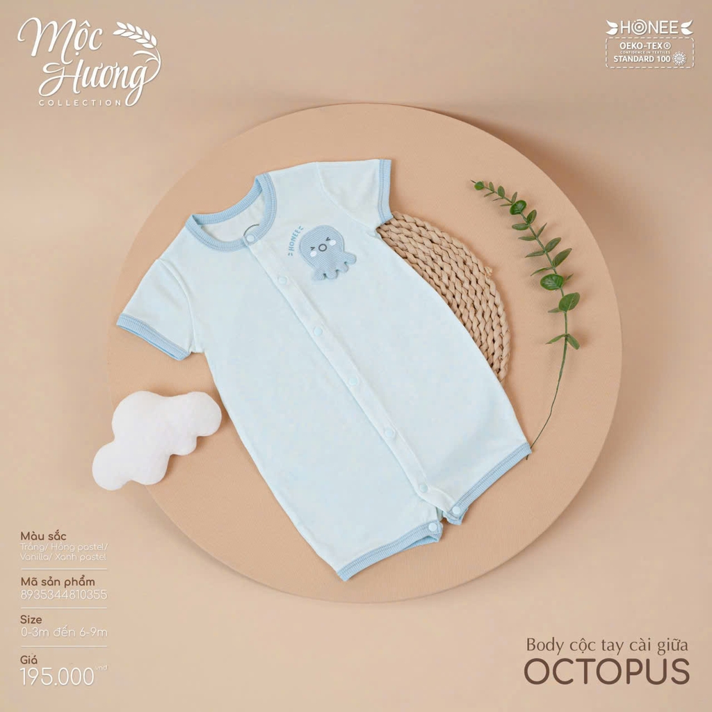 Body cộc tay cài giữa octopus
