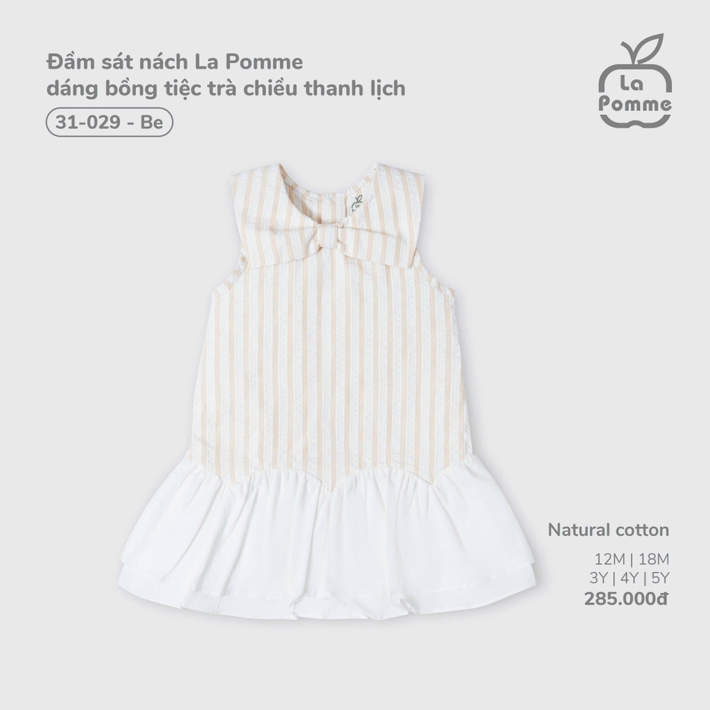 Đầm sát nách La Pomme dáng bồng tiệc trà chiều thanh lịch