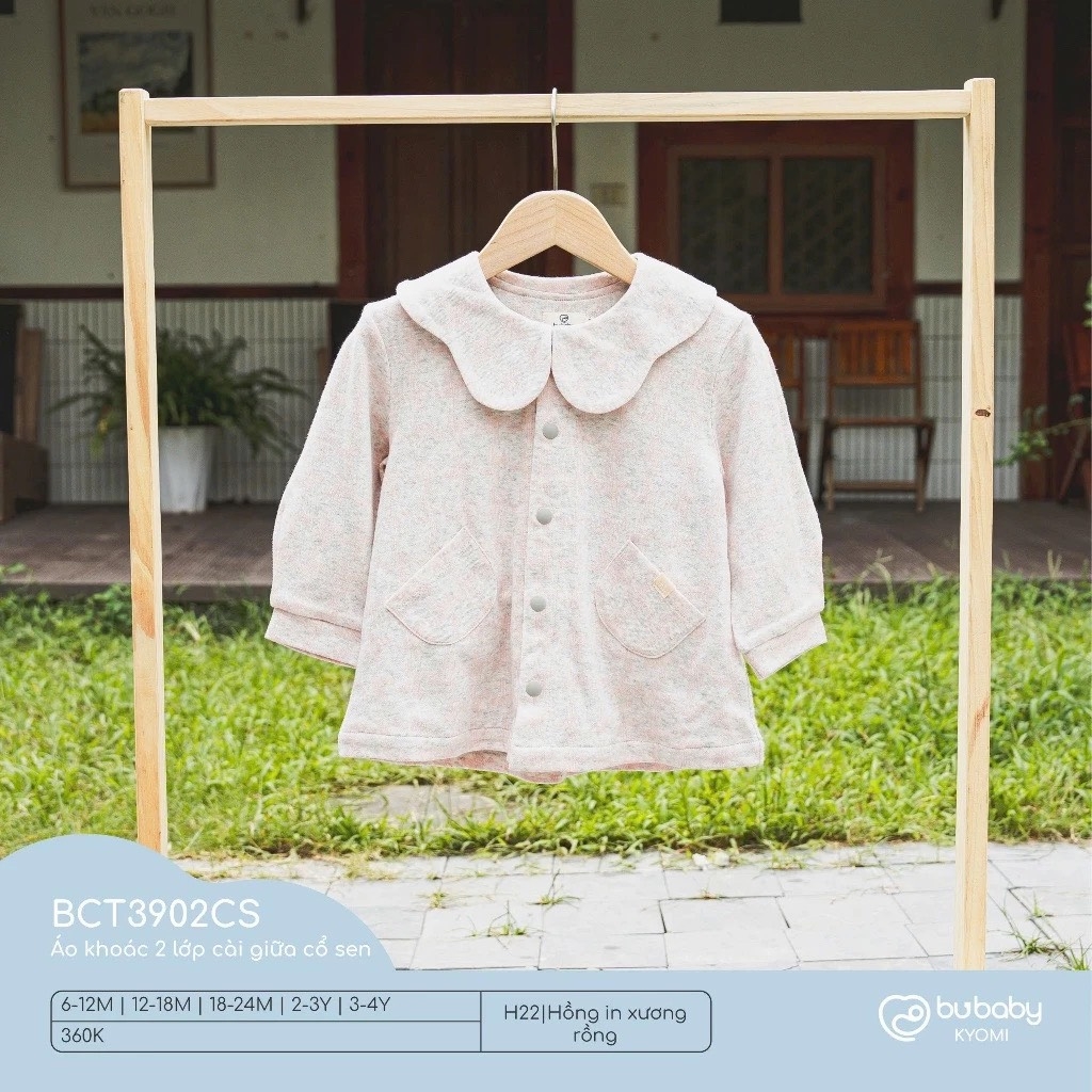 Áo Khoác 2 Lớp Cài Giữa Cổ Sen Bubaby BCT3902CS