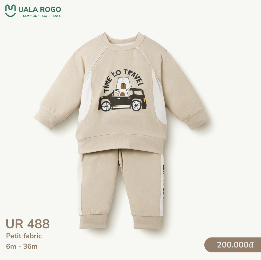 Bộ dài petit fabric Uala họa tiết gấu oto UR488