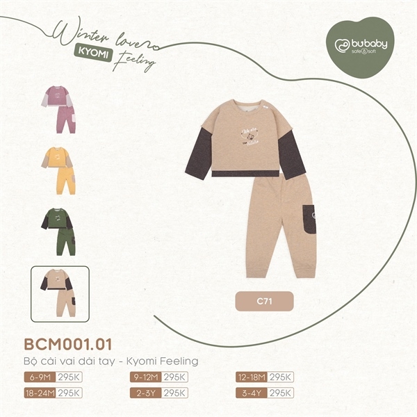 Bộ Cài Vai Dài Kyomi Bubaby BCM001.01