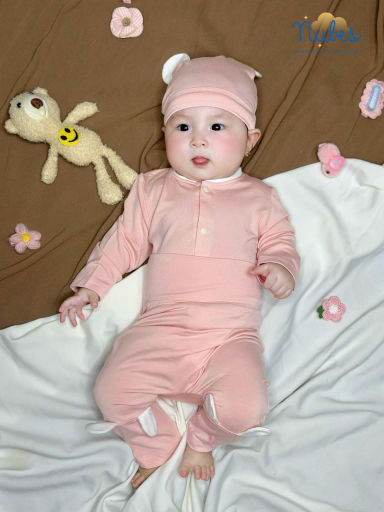Bộ Sơ Sinh Phối Tai Gấu