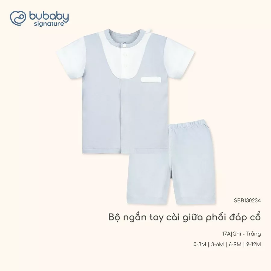 Bộ ngắn tay cài giữa phối đáp cổ Bubaby SBB130234
