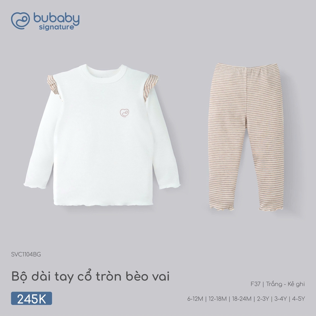 Bộ dài tay cổ tròn bèo vai Bubaby SVC1104BG
