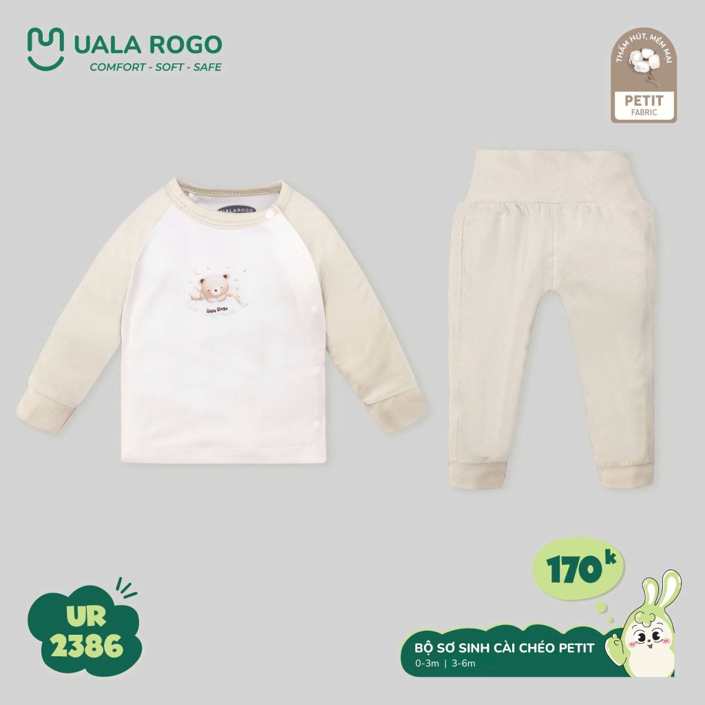 Bộ dài Petit Uala họa tiết gấu ngủ UR 2386