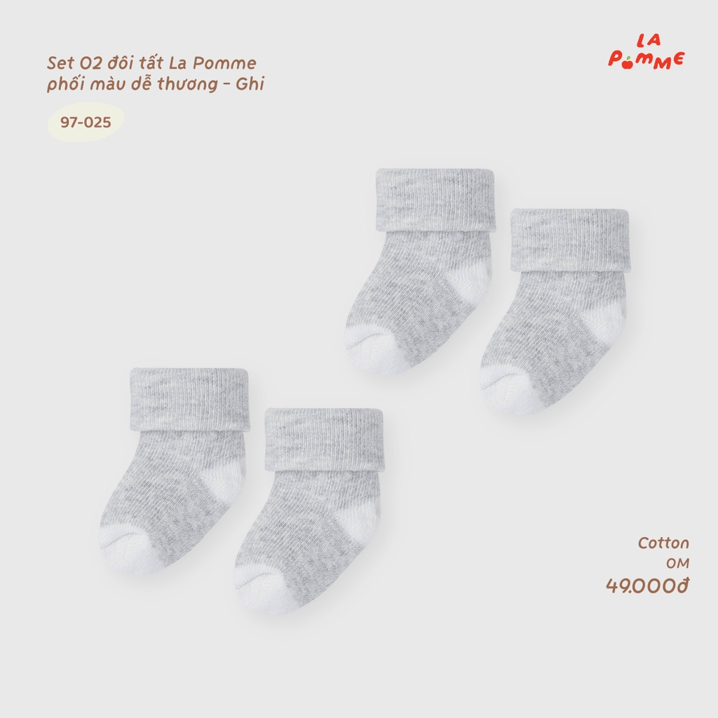 Set 02 đôi tất La Pomme phối màu dễ thương