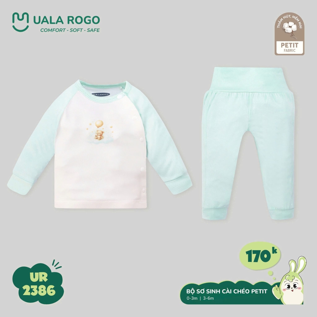 Bộ dài Petit Uala họa tiết gấu ngủ UR 2386