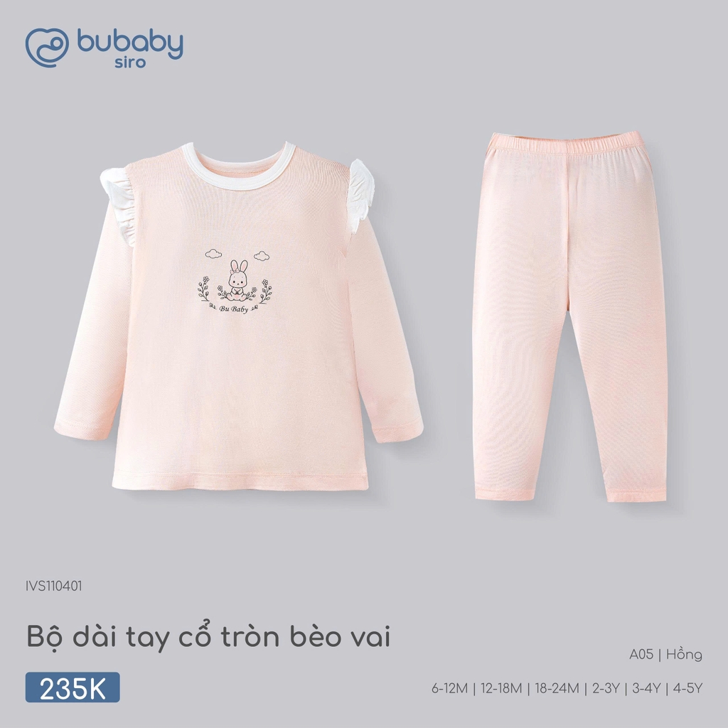 Bộ dài tay cổ tròn bèo vai Bubaby IVS110401