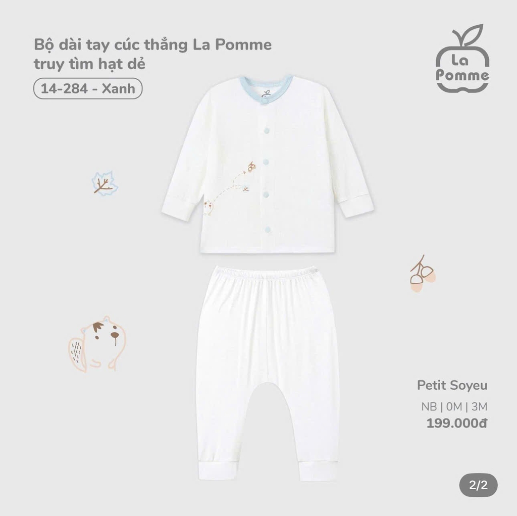 Bộ dài tay cúc thẳng La Pomme truy tìm hạt dẻ