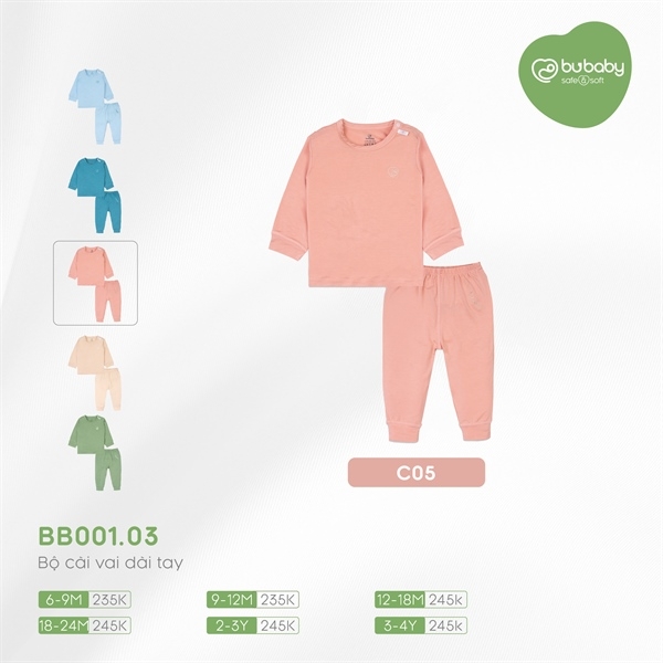 Bộ Cài Vai Dài Tay Bambus Bubaby BB001.03