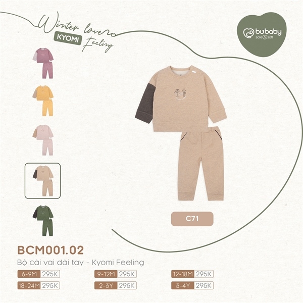 Bộ Cài Vai Dài Kyomi Bubaby BCM001.02