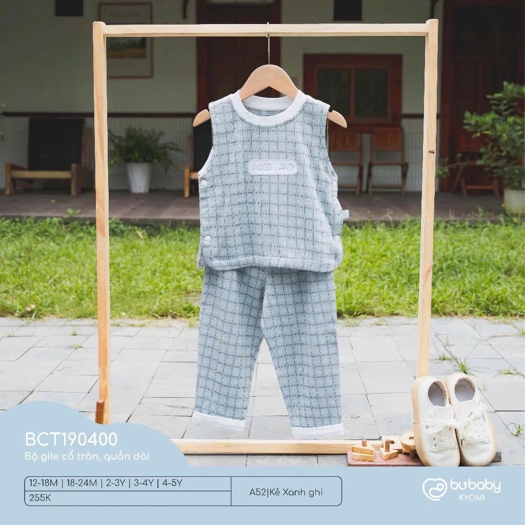 Bộ Gile Cổ Tròn,Quần Dài Kẻ Bubaby BCT190400