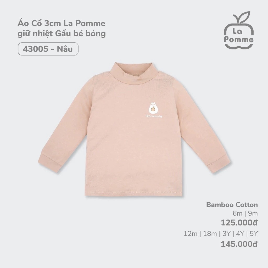 Áo Cổ 3cm La Pomme giữ nhiệt Gấu bé bỏng