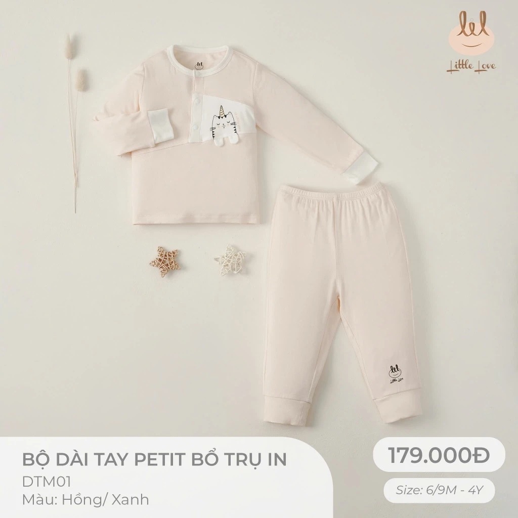 Bộ dài tay petit cổ trụ in DTM01