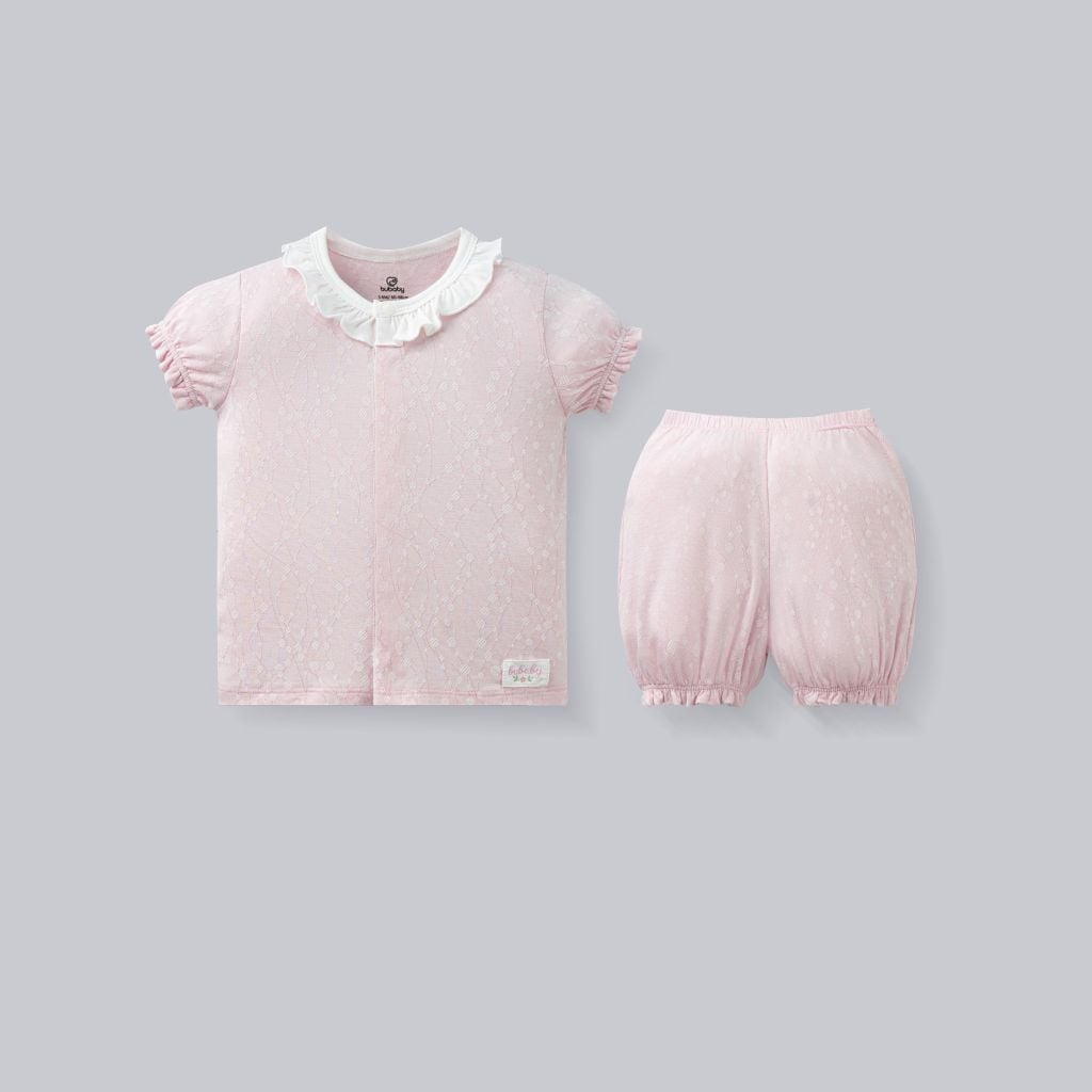 Bộ ngắn tay cài thẳng bèo cổ Bubaby SVS1302BC