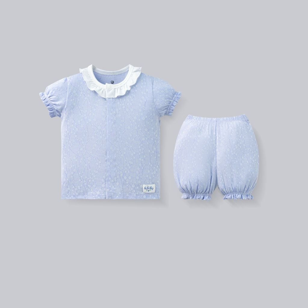 Bộ ngắn tay cài thẳng bèo cổ Bubaby SVS1302BC