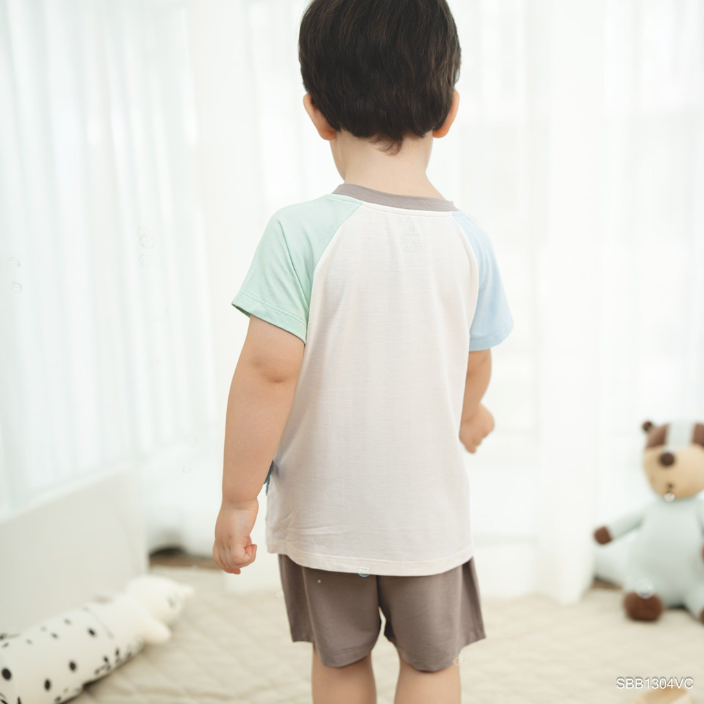 Bộ ngắn tay cổ tròn in vịt con SBB1304VC