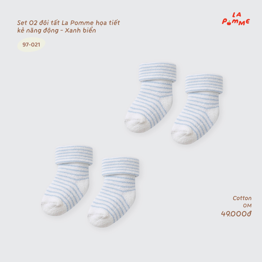Set 02 đôi tất La Pomme họa tiết kẻ năng động