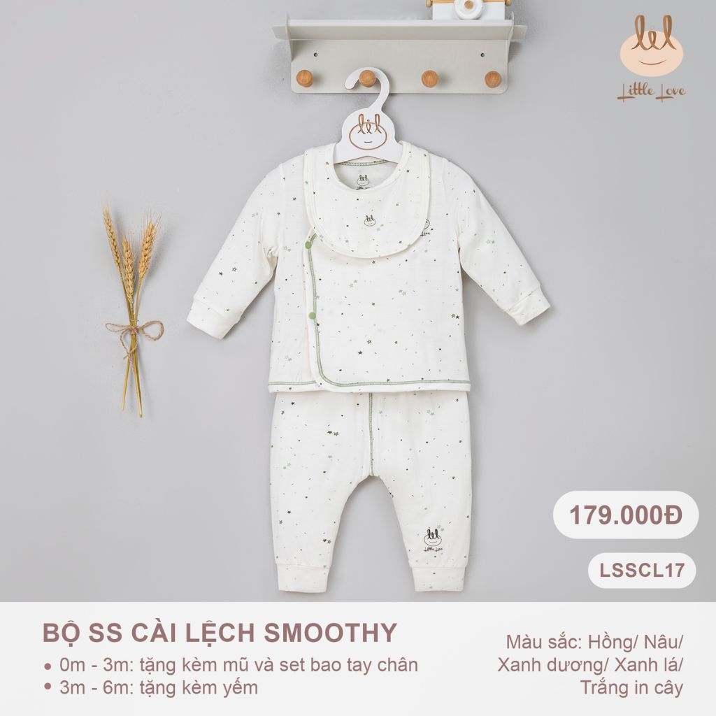 Bộ ss cài lệch smoothy blue bear - LSSCL17