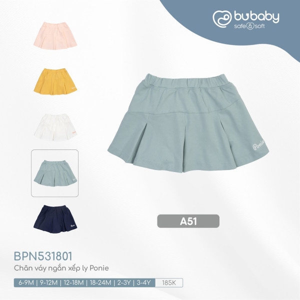Chân Váy Ngắn Xếp Ly Ponie Bubaby BPN531801