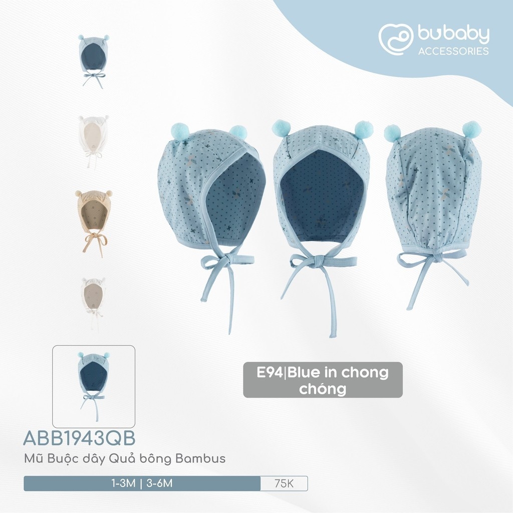 Mũ Buộc Dây Quả Bông Bambus Bubaby ABB1943QB