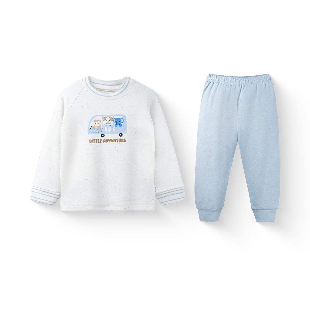 Bộ dài tay raglan cổ tròn nỉ bông Little Adventure ICT110400