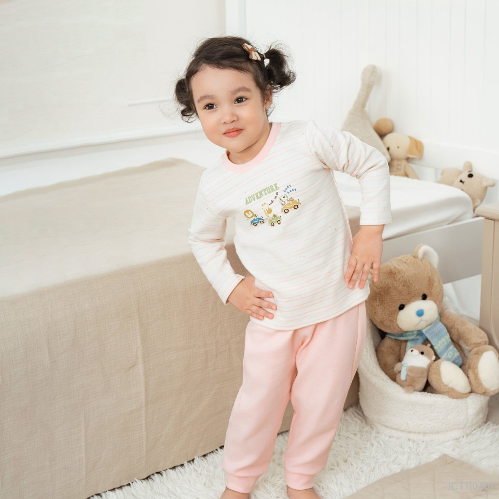 Bộ dài tay cổ tròn nỉ bông Little Adventure Bubaby ICT110401