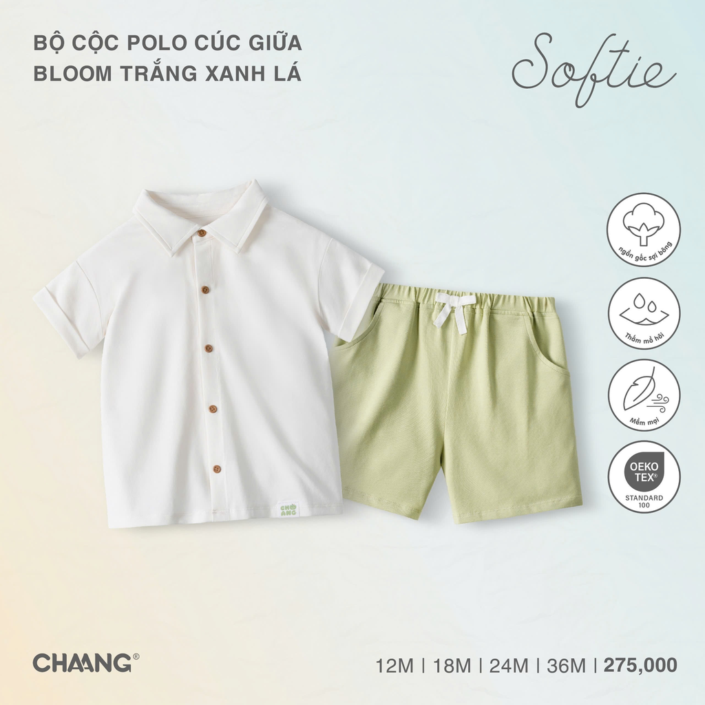 Bộ cộc Polo cúc giữa Bloom