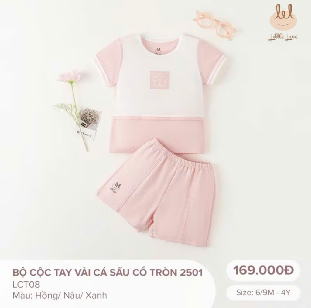 Bộ cộc tay vải cá sấu cổ tròn LCT08