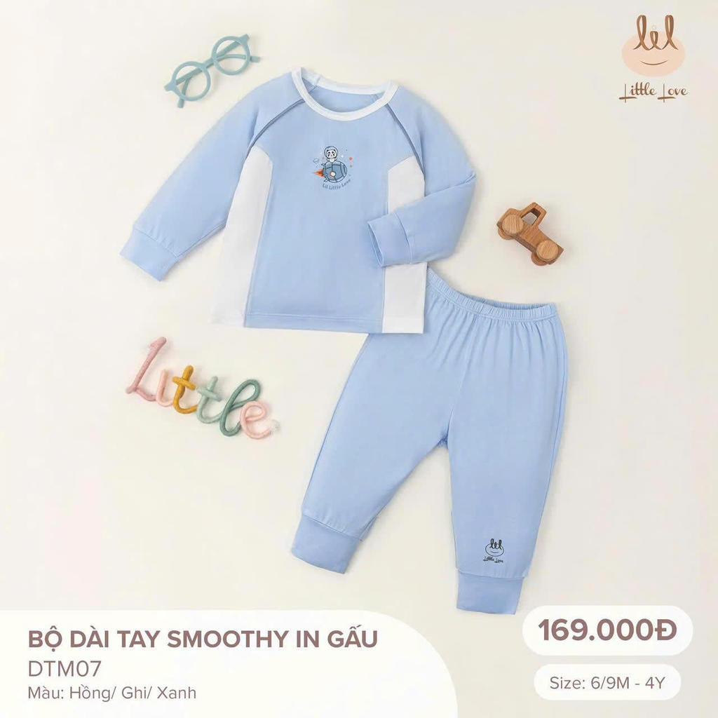 Bộ dài tay smoothy in gấu nâu DTM07