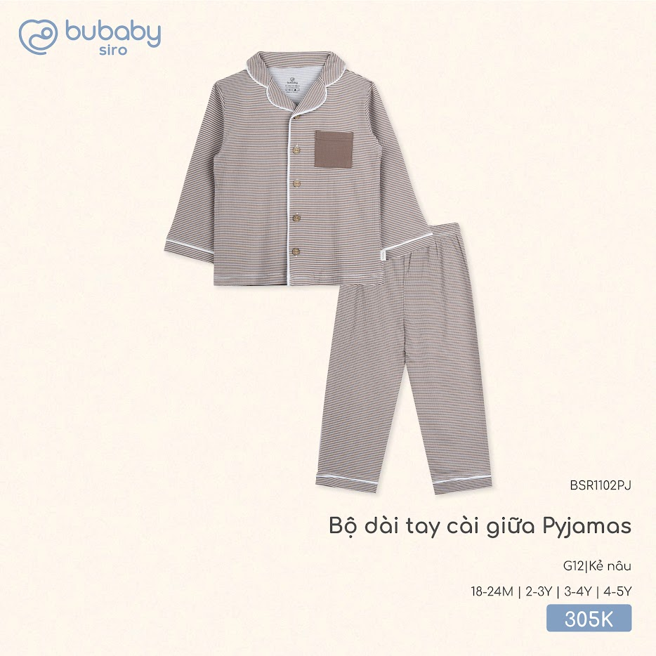 Bộ dài tay cài giữa Pyjamas (Hàng bão lũ không hộp) BSR1102PJ